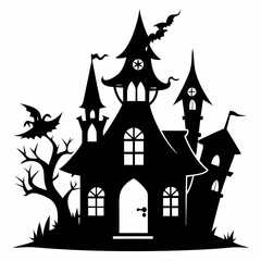 black fairy halloween witch house black vector silhouette