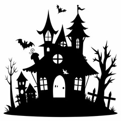 black fairy halloween witch house black vector silhouette
