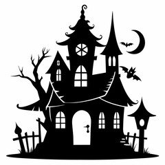 black fairy halloween witch house black vector silhouette