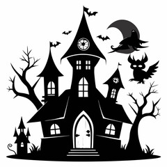 black fairy halloween witch house black vector silhouette