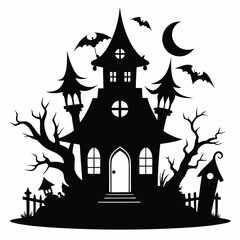 black fairy halloween witch house black vector silhouette