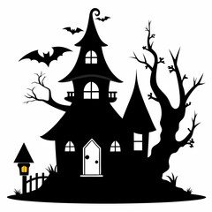 black fairy halloween witch house black vector silhouette