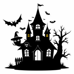 black fairy halloween witch house black vector silhouette