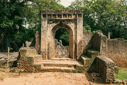 Ruins of Gedi in Town of Gede - A medieval Swahili coastal settlement in Arabuko Sokoke Forest Reserves in Malindi, Kenya

