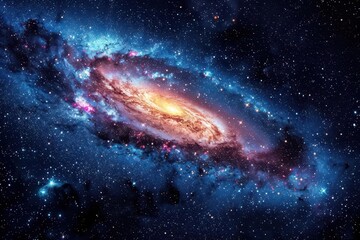 Fototapeta premium mesmerizing night sky filled with countless twinkling stars swirling galaxies and cosmic nebulae creating a breathtaking celestial tapestry against the inky blackness of space