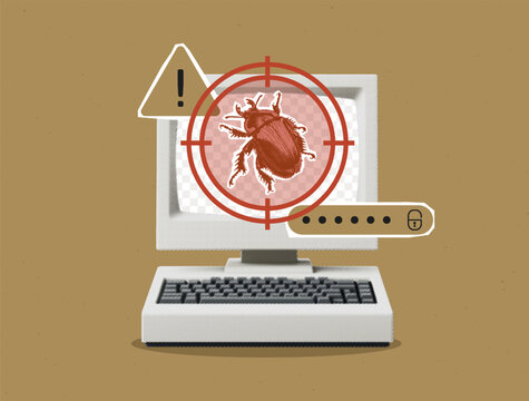 computer bug target, warning, security concept clip art preview