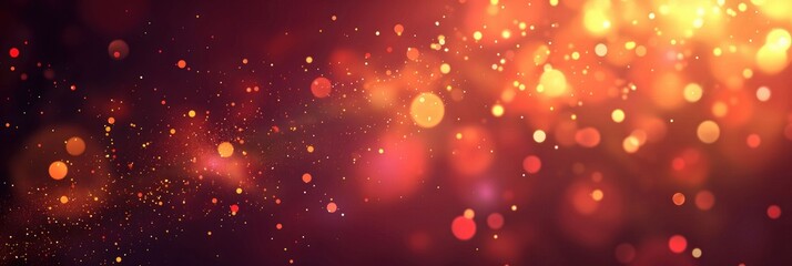 Abstract Festive Bokeh Background with Vibrant Lights and Golden Glow