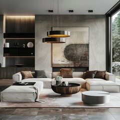 Modern living room with stylish furniture ID_c0c901d0-a19a-4c63-bd11-6deb7912390b Job ID: ed5b7d77-6924-42d2-86dd-843f3b1e8e40