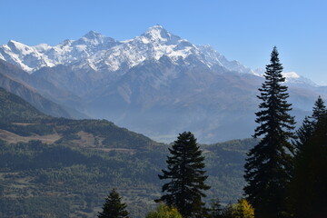 Stunning fall and autumn colors in the Caucasus Mountains around Mestia and Svaneti in Georgia