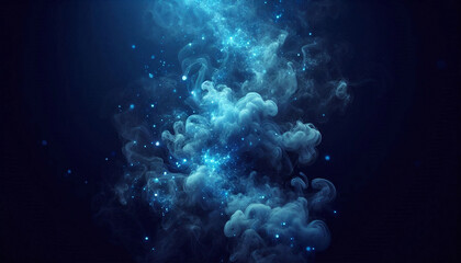 Blue glowing smoke on dark background