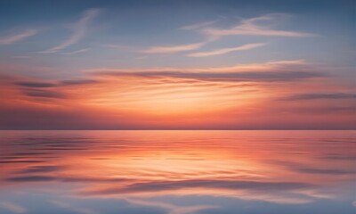 Fototapeta premium Spectacular abstract image of a scenic calm ocean, sunrise sky reflecting in the water. Sunset and natural