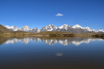 Stunning fall and autumn colors in the Caucasus Mountains around Mestia and Svaneti in Georgia