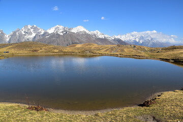 Stunning fall and autumn colors in the Caucasus Mountains around Mestia and Svaneti in Georgia