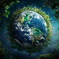 Fototapeta premium Earth symbolises the environmental well-being of our planet. It's a reminder of the importance of protecting our environment.