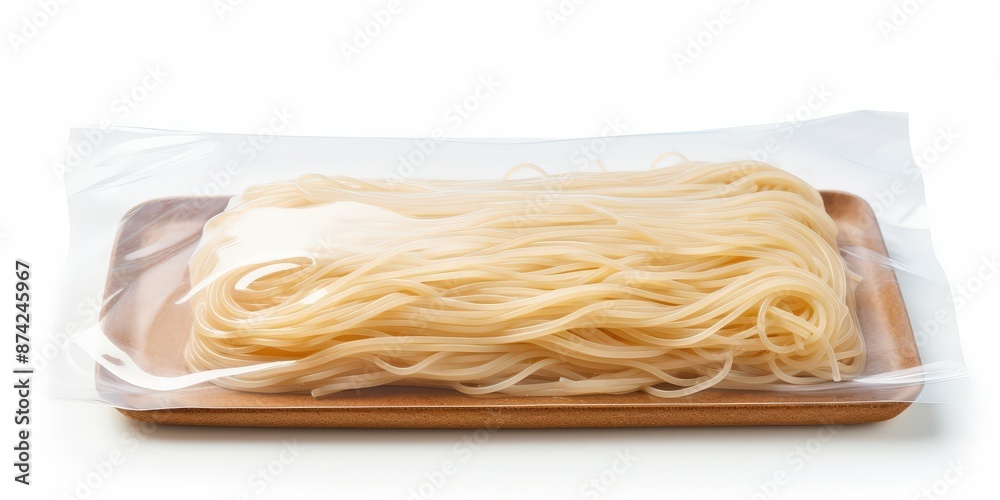 Poster Uncooked Spaghetti Noodles in a Plastic Package