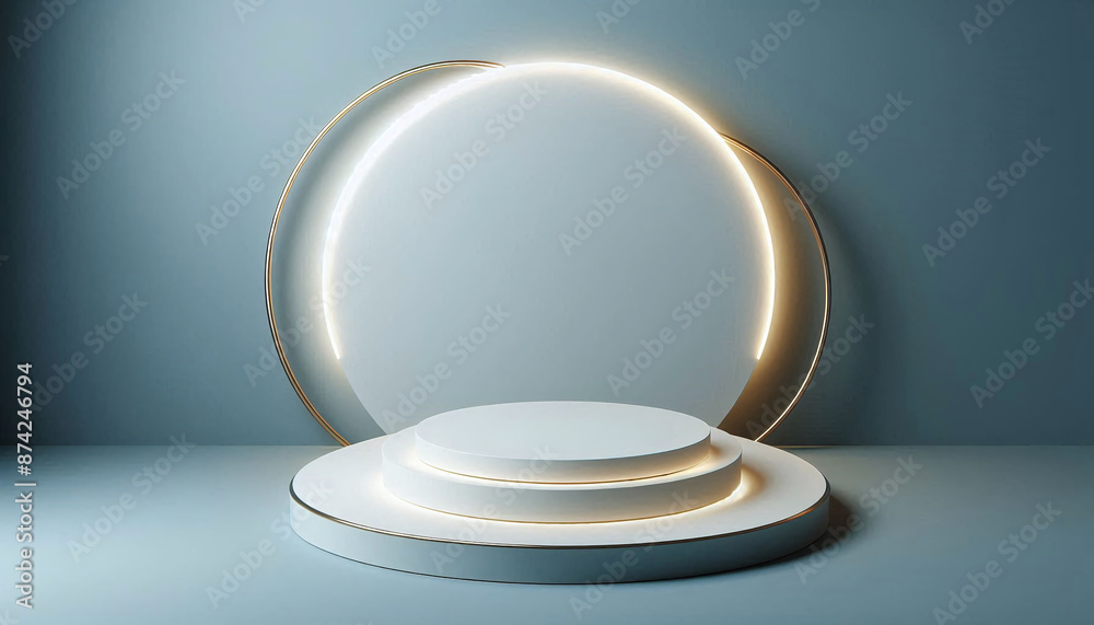 Aufkleber Empty minimalist podium for product display with circular light