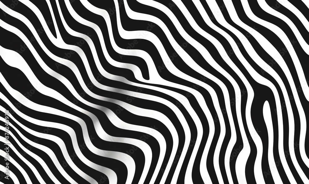 Poster black and white background with diagonal wavy lines for design, vector illustration. abstract simple