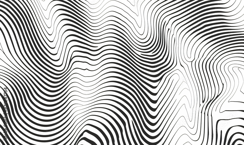 Poster black and white background with diagonal wavy lines for design, vector illustration. abstract simple