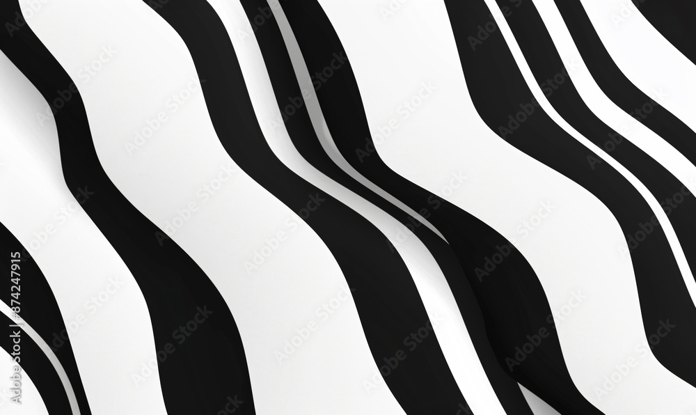 Poster black and white background with diagonal wavy lines for design, vector illustration. abstract simple