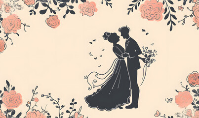 Fototapeta premium wedding card cartoon illustrator