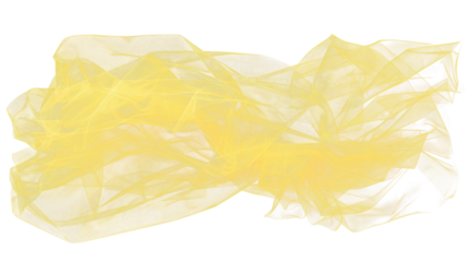 Yellow tulle fabric, isolated on transparent background. Easily color changeable with hue/saturation adjustment level
