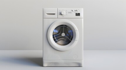 Modern Front Load Washing Machine with Control Panel and Opened Door
