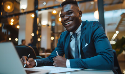 Fototapeta premium happy and excited businessmen investing