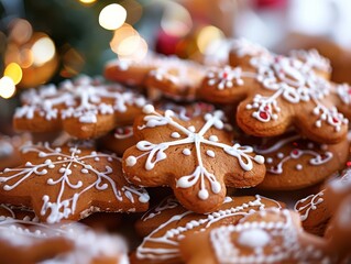A white plate with a variety of gingerbread cookies, including a gingerbread man.