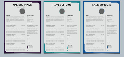 Elegant simple beautiful clean unique modern creative minimalist stylish business cover letter layout cv resume design template. 