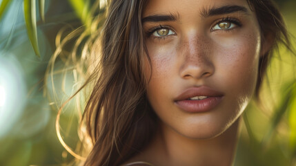 Close up Portrait of a Woman with Beautiful Eyes. Mixed Ethnicity (Brazil, Argentina / Brazilian, Argentinian)