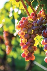 Many red grapes are grown in the vineyards. Clustered on the branches, these grapes are rich in nutrients and unique taste, and are one of the important ingredients in wine making