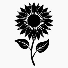 sun flower black vector silhouette