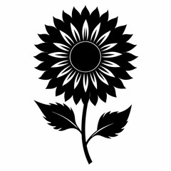 Fototapeta premium sun flower black vector silhouette