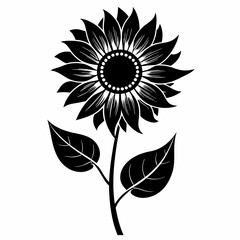 sun flower black vector silhouette