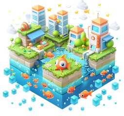An isometric style game with kawaii