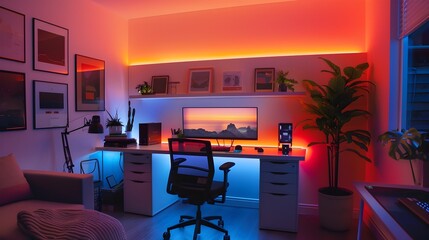 Fototapeta premium Intelligent and Adaptive Smart Home Office for Productive Tech-Savvy Workspace
