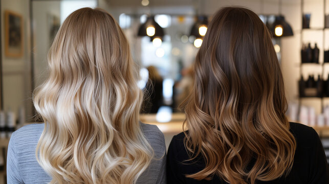Hairstyle ideas. Hair style is Balayage (Ombre, Highlighting, Sun Kiss). Woman Portrait in Hair Salon 