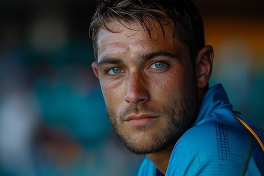 Close-up portrait of a cricket batsman - Powered by Adobe