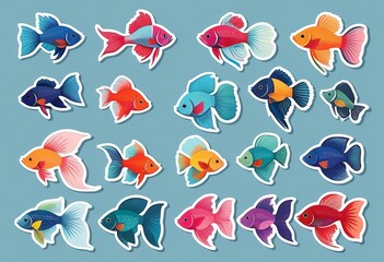 Stylish Betta Fish Stickers for Planners and Scrapbooks