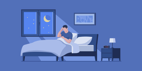 Exhausted man suffering from insomnia