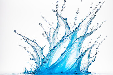 Obraz premium Splashing Water Crown: Refreshing Blue Water Droplets