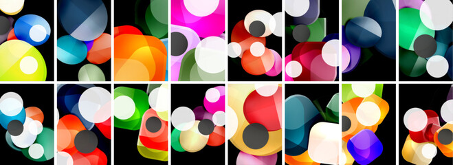 Set of trendy colorful circle geometric posters or abstract backgrounds. Vector Illustration For Wallpaper, Banner, Background, Card, Book Illustration, landing page