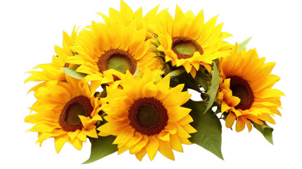 Obraz premium A bouquet of sunflowers, their vibrant yellow petals facing towards the sun