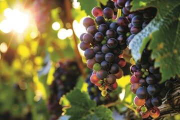 Many red grapes are grown in the vineyards. Clustered on the branches, these grapes are rich in nutrients and unique taste, and are one of the important ingredients in wine making