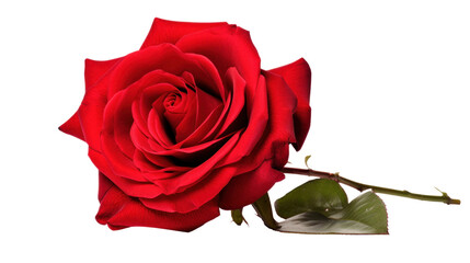 A single, vibrant red rose in full bloom