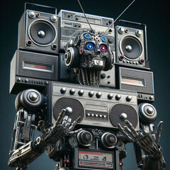 Fototapeta premium illustrations of a robot made of analog stereo equipment