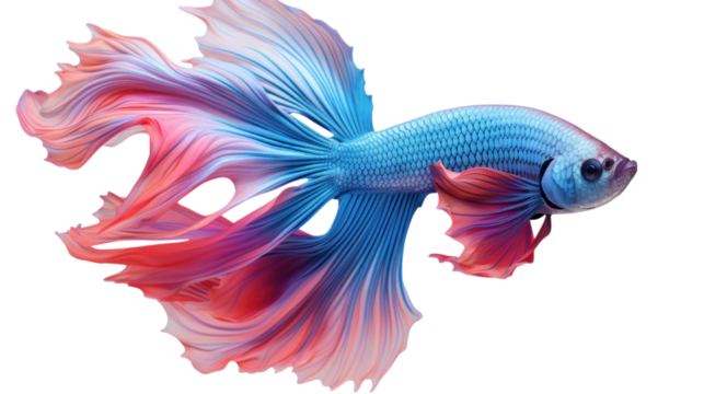 A photorealistic image of a Betta fish, also known as a Siamese fighting fish, with its vibrant colors and flowing fins,