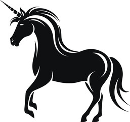 Unicorn Black Color Vector