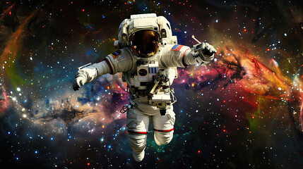 Fototapeta premium Astronaut in colorful space