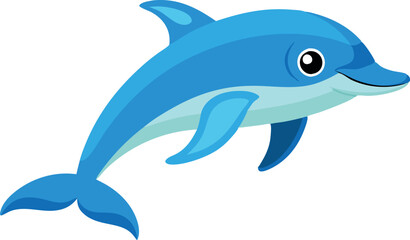 Obraz premium A cartoon dolphin is swimming in the ocean